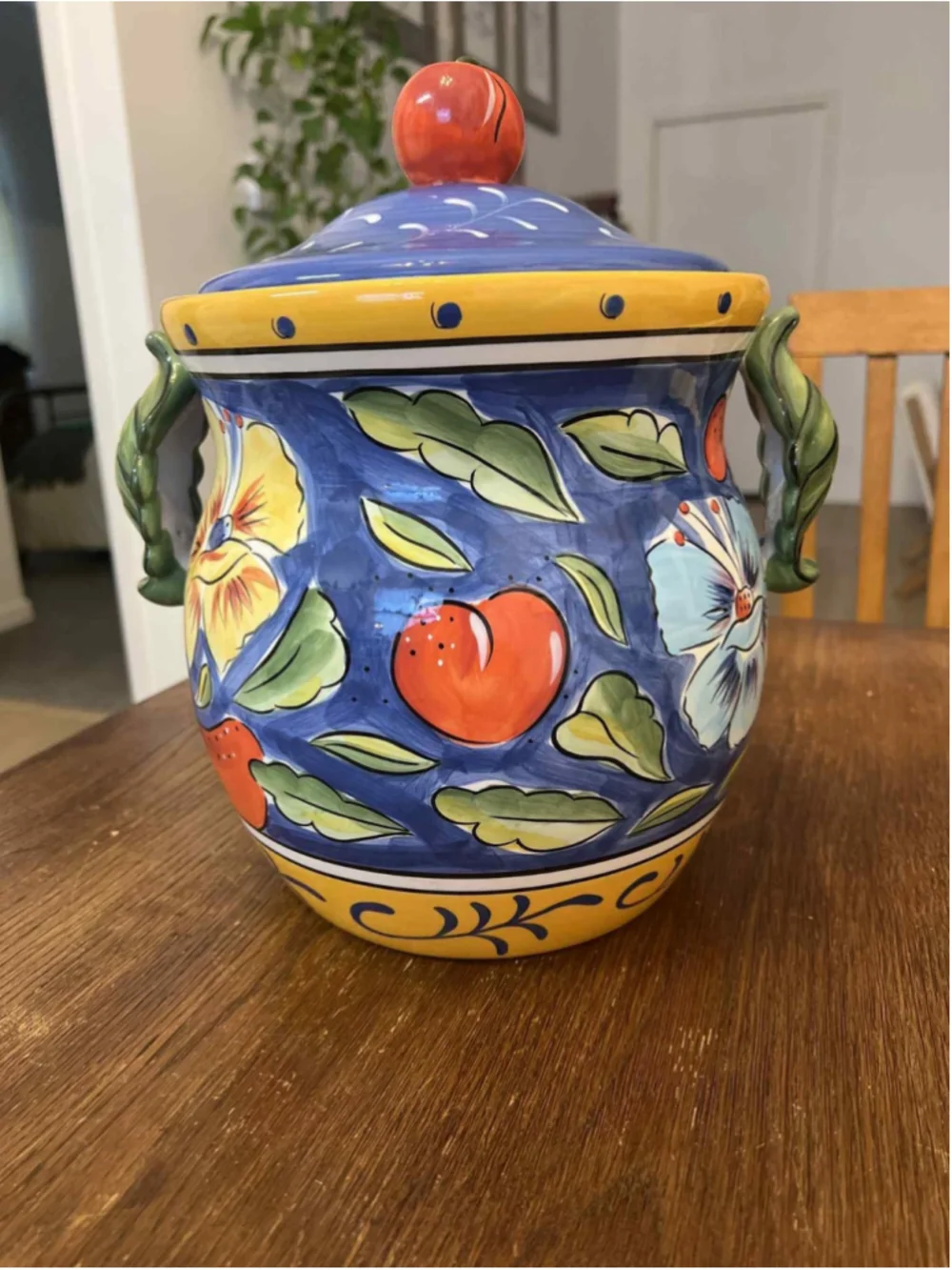 Italian Style Cookie Biscuit Jar Ceramic Hand Painted Clay Art Amalfi 13